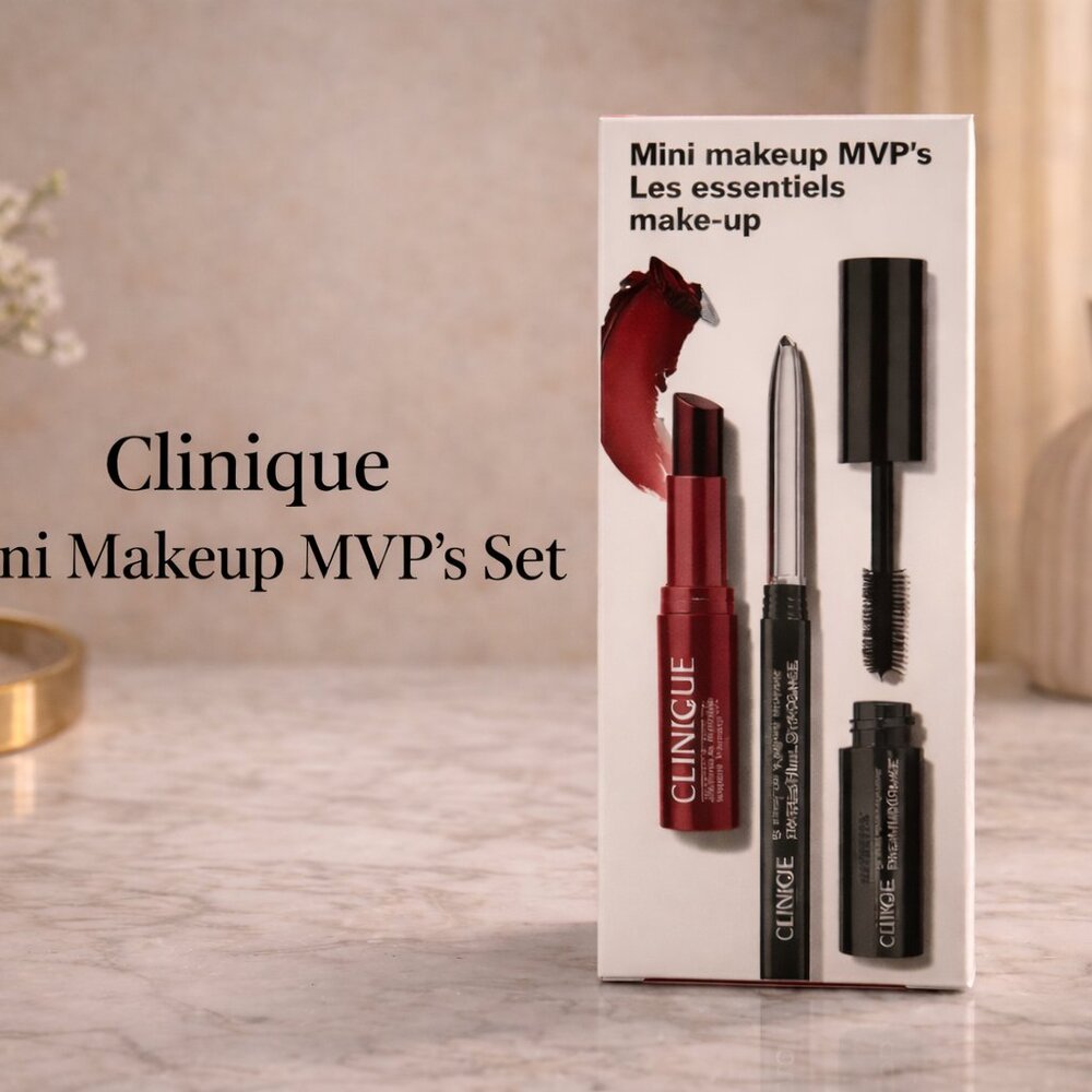 NWOT Clinique Mini Makeup MVP’s Set – Bold Red Lipstick & Black Mascara